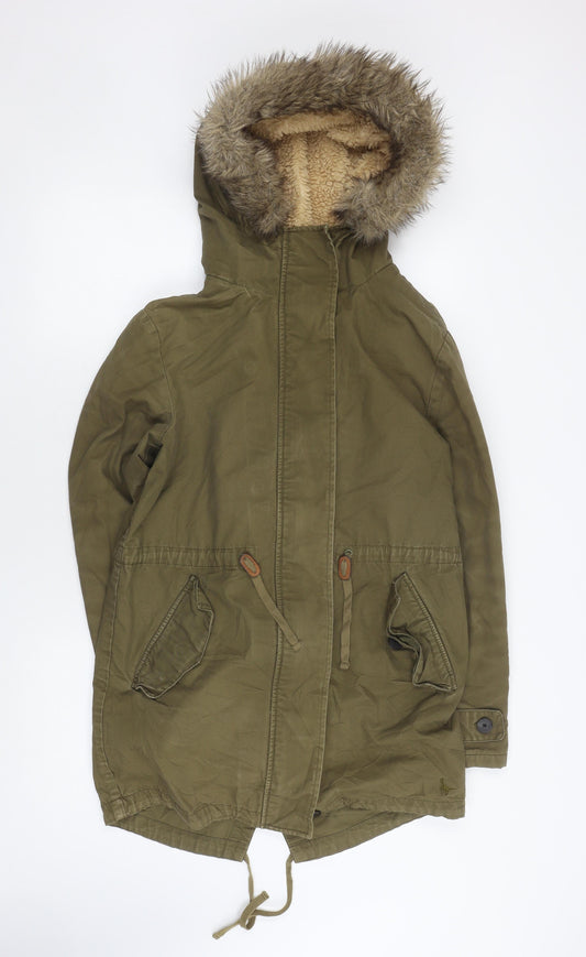 Jack Wills Women's Green Parka Jacket, Size 8