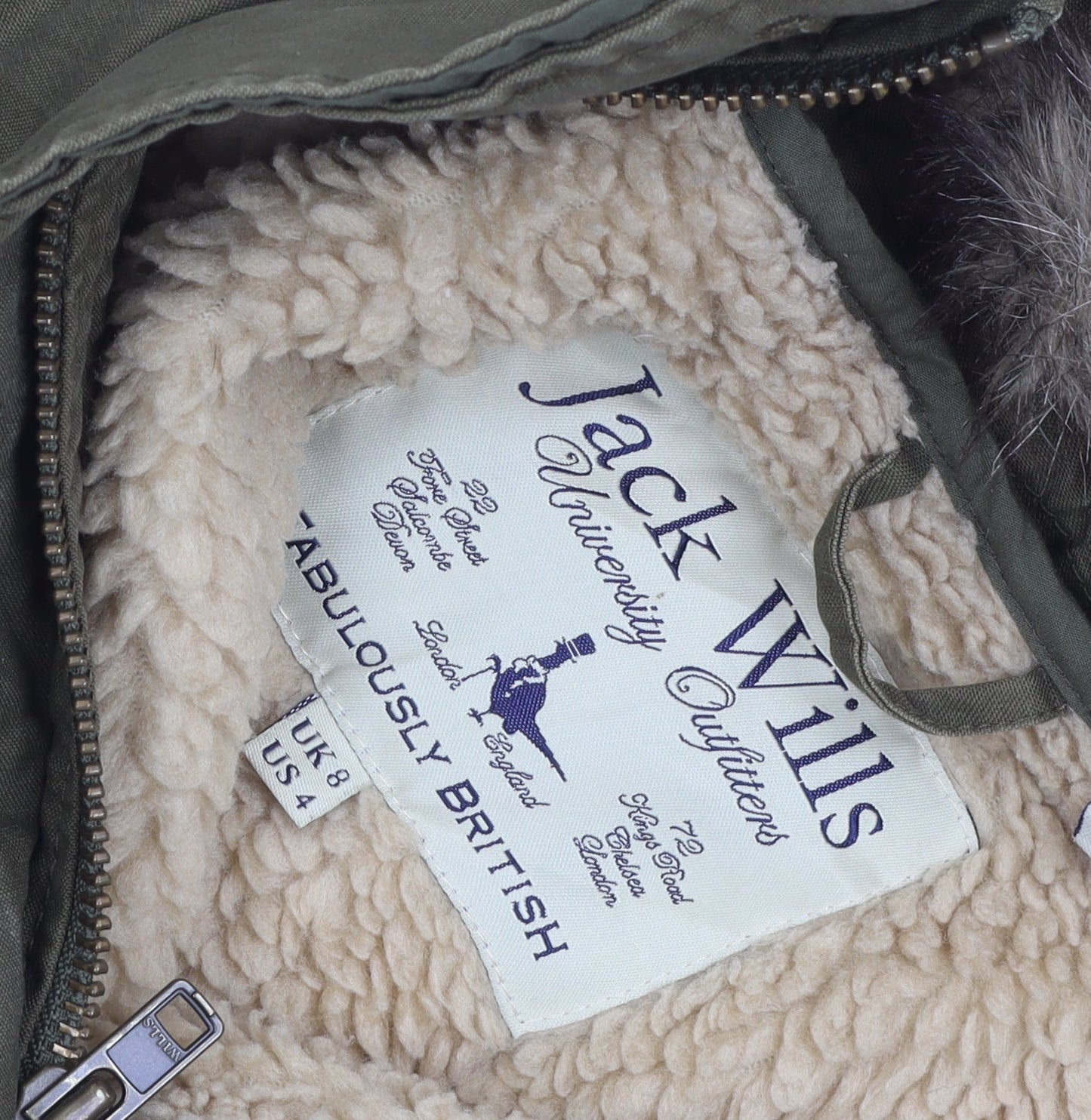 Jack Wills Women's Green Parka Jacket, Size 8