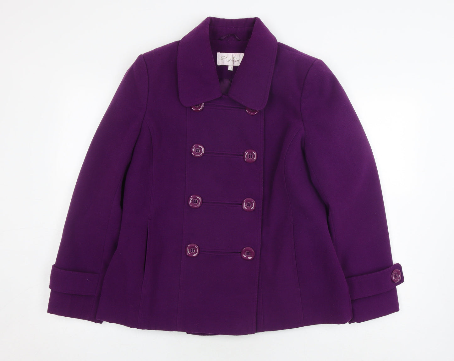 Style by EWM Women's Purple Pea Coat Size 14