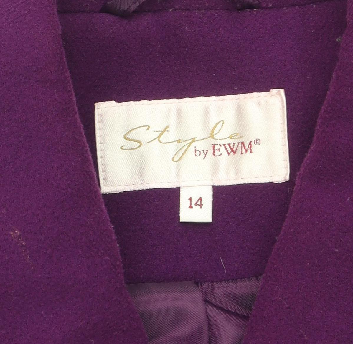 Style by EWM Women's Purple Pea Coat Size 14