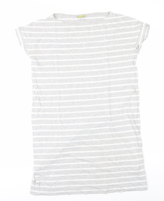 Hobbs Women Grey Striped T-Shirt Size 10 Casual