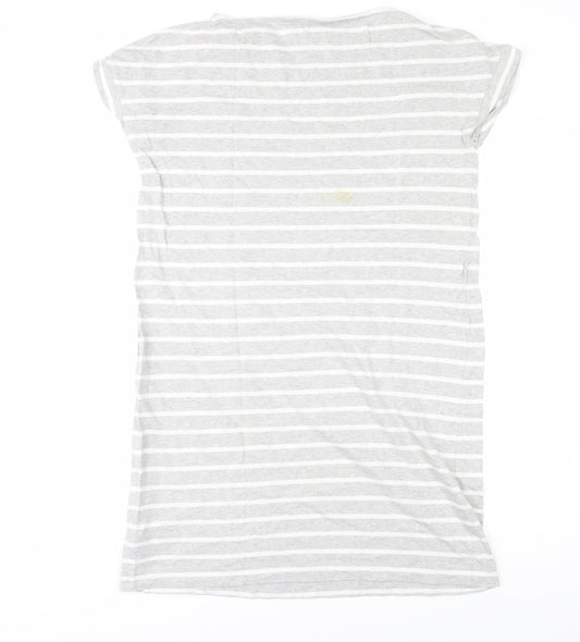 Hobbs Women Grey Striped T-Shirt Size 10 Casual