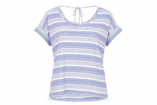 Womens UK Size 10 FatFace Blue Linen T-Shirt