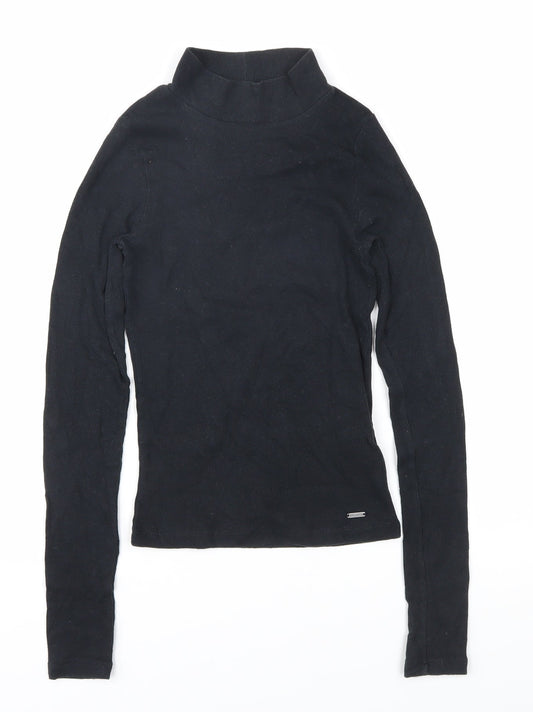Hollister Womens Black Mock Neck Long Sleeve Top XS