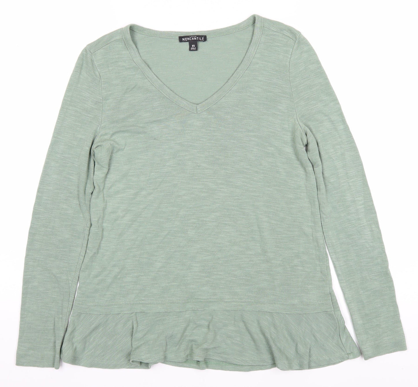 J.Crew Women's Green XS V-Neck Long Sleeve Tee