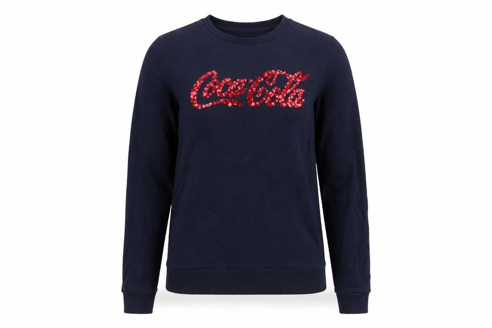 Womens UK 6 Regular Coca-Cola Blue Pullover Sweatshirt