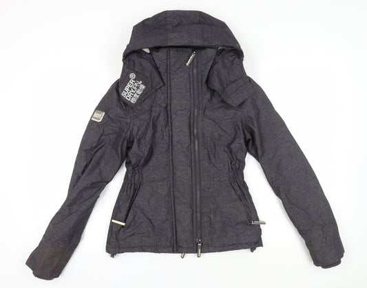 Superdry Women's Black Parka Jacket 2XS Slim Fit