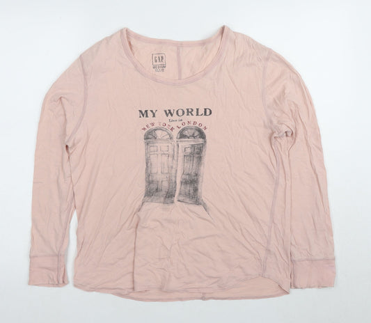 GAP Women's Pink Long Sleeve Cotton T-Shirt