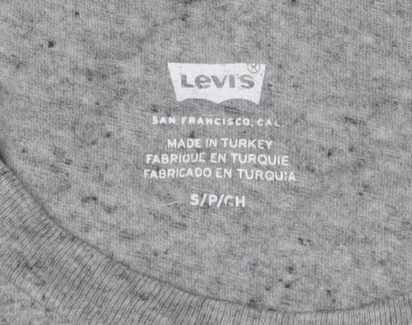 Levi's Grey Unisex T-Shirt, S, Casual Crew Neck