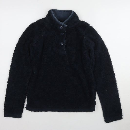 FatFace Boys Black Graphic Print Henley Sweatshirt 12-13 Years
