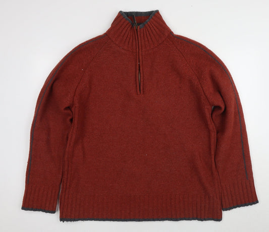 ALS Men's XL Red Full Zip Wool Jumper