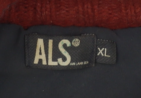 ALS Men's XL Red Full Zip Wool Jumper