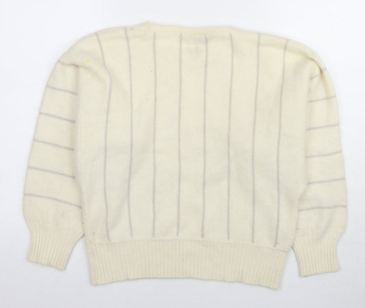 Mackintosh Women's Ivory Wool Stripe Jumper, Size M