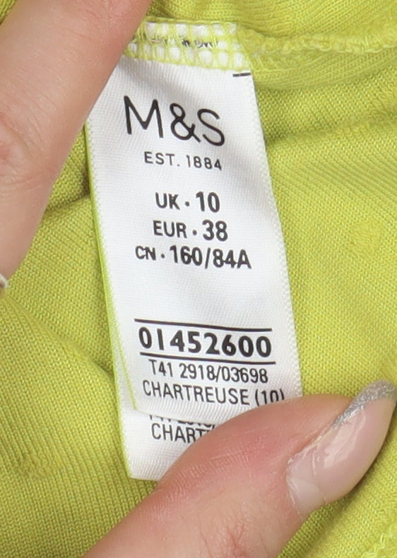 Marks and Spencer Women's Green Basic T-Shirt Size 10