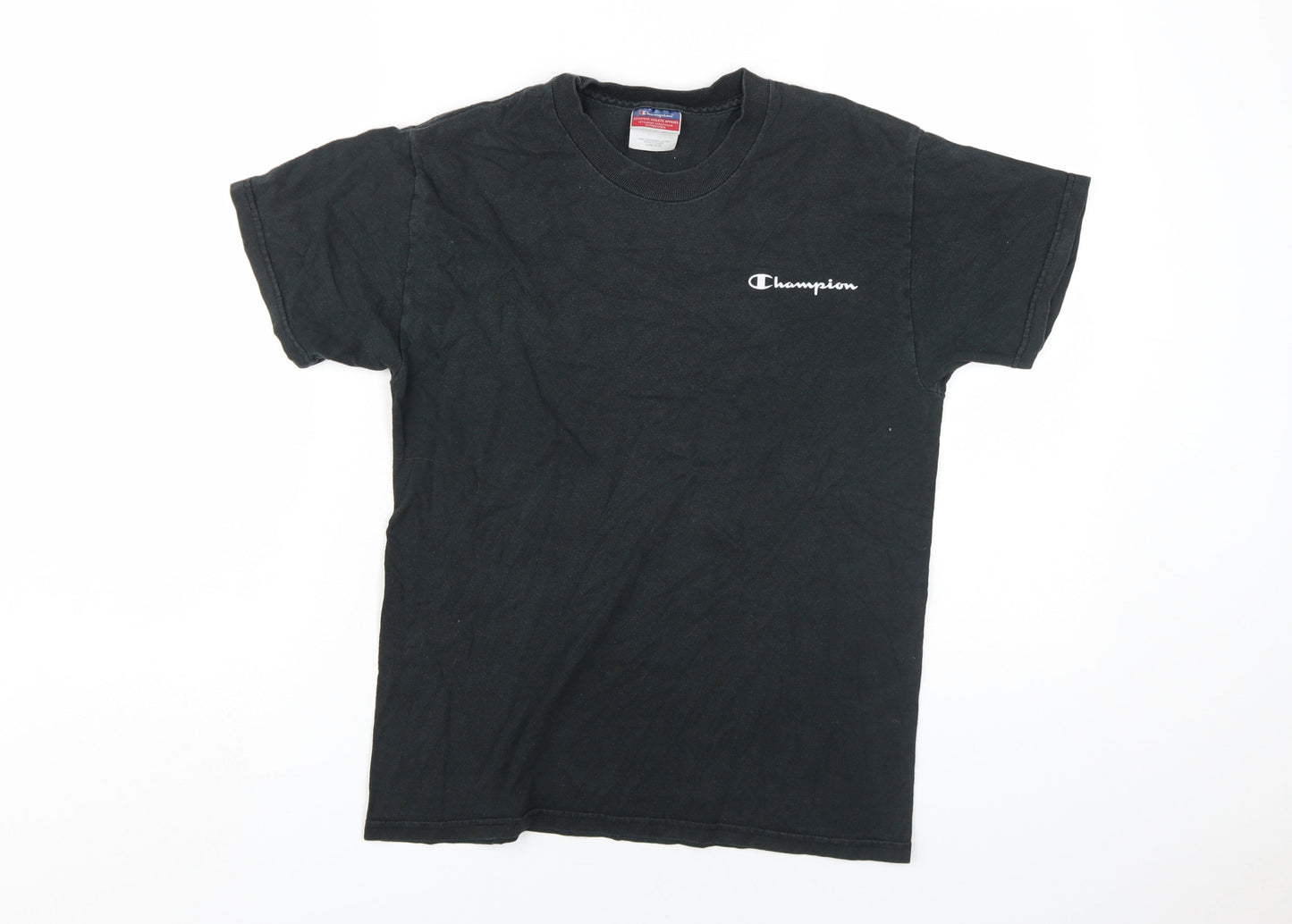 Champion Boys Black T-Shirt, Size L, Logo Short Sleeve Casual