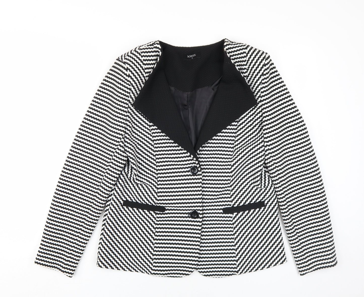 Klass Women's Black Blazer Geometric Size 12