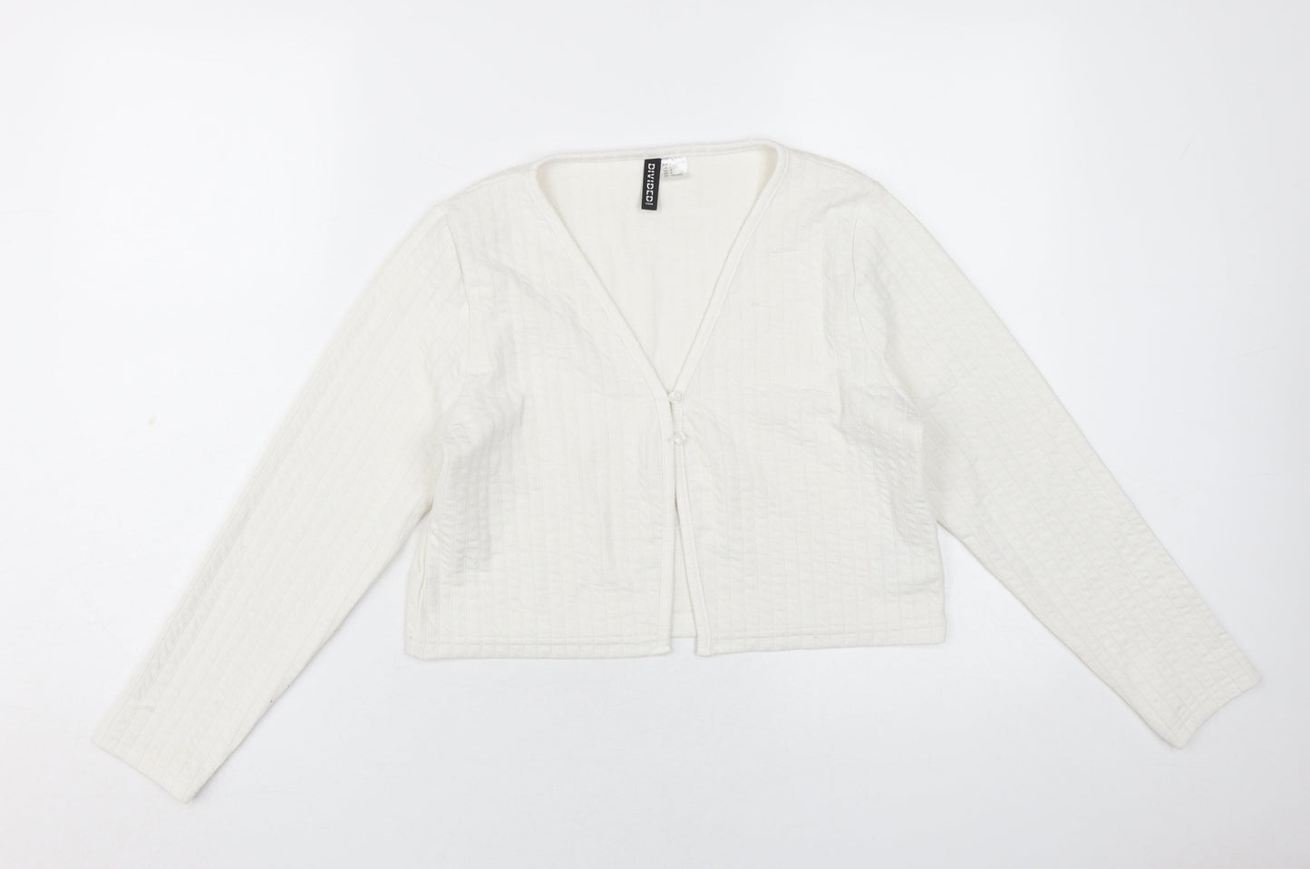 H&M Women's White V-Neck Top Long Sleeve Size 14