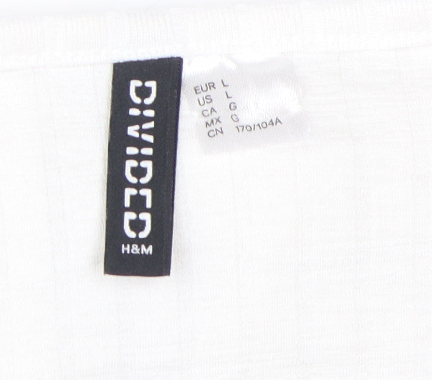 H&M Women's White V-Neck Top Long Sleeve Size 14