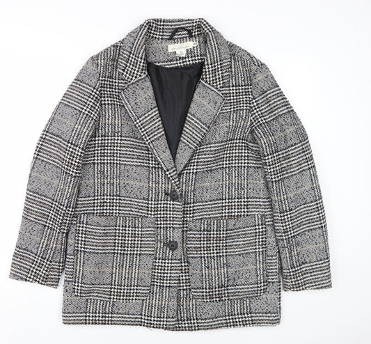 H&M Women's Black Grey Check Blazer Size S