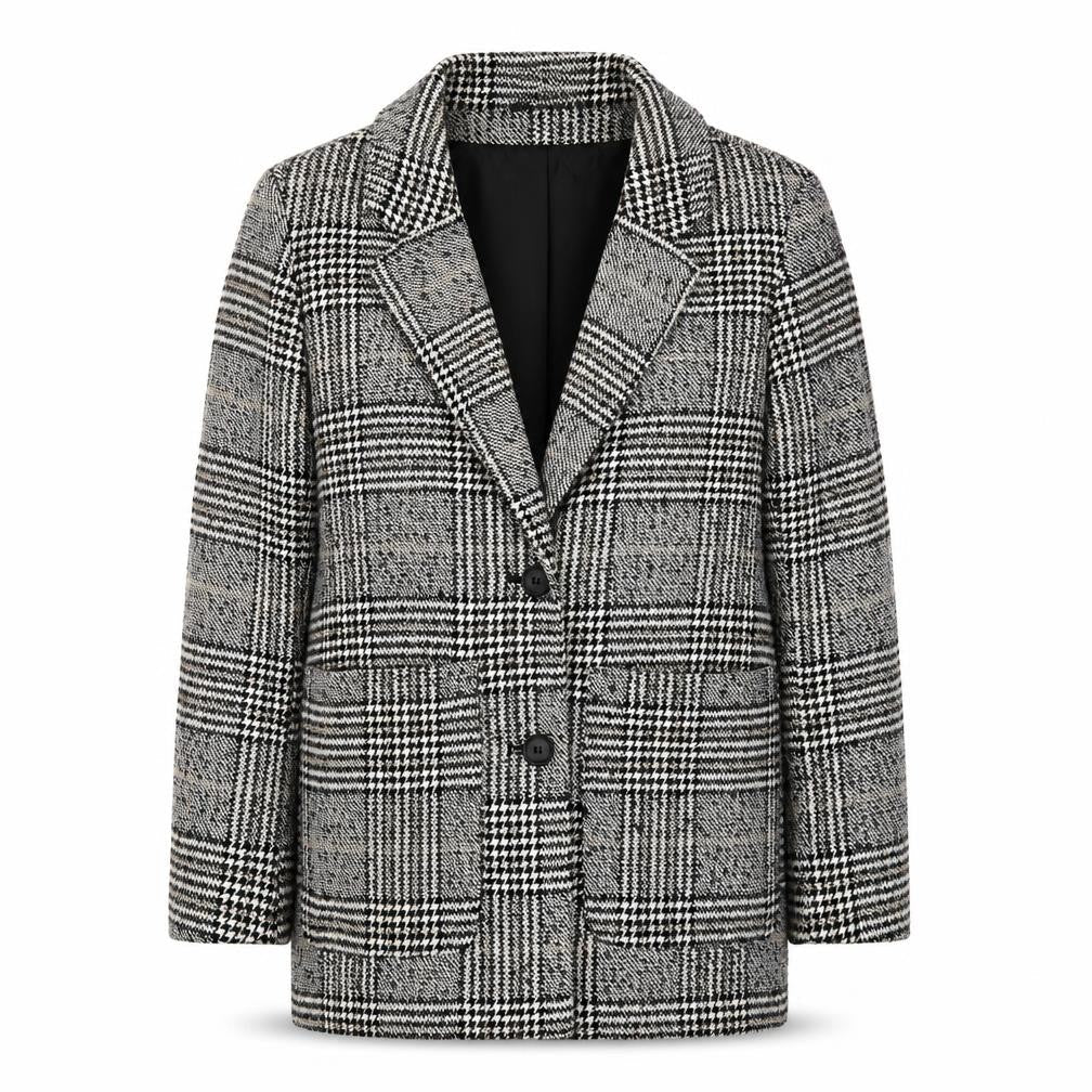 H&M Women's Black Grey Check Blazer Size S