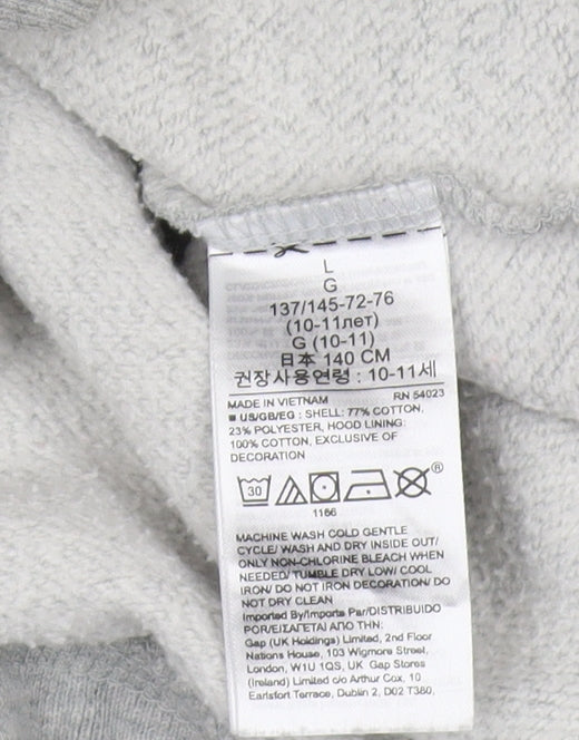 Gap Kids Girls Grey Full Zip Hoodie 10-11 Years