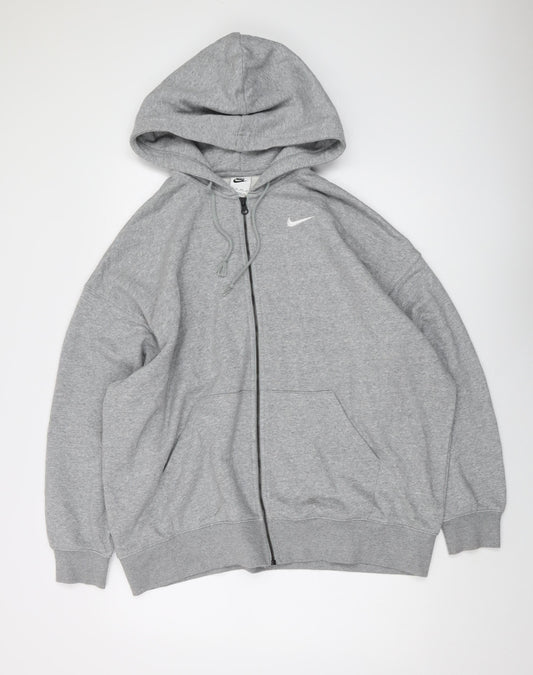 Nike Men's Grey Full Zip Hoodie XS with Hood & Logo