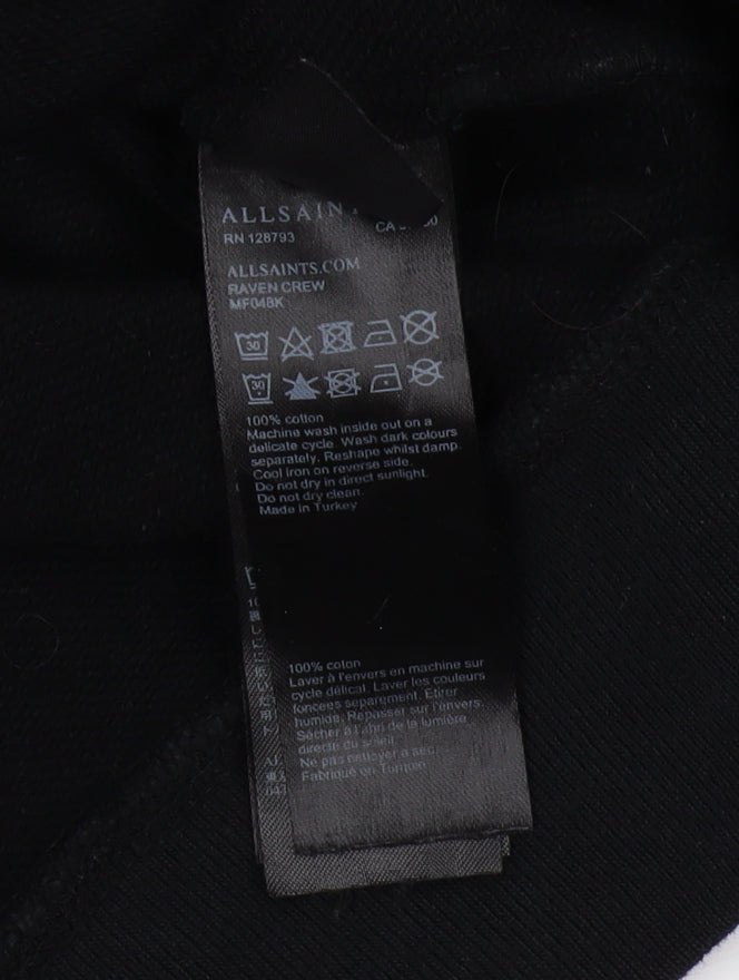 AllSaints Men's Black XS Crew Neck Sweatshirt
