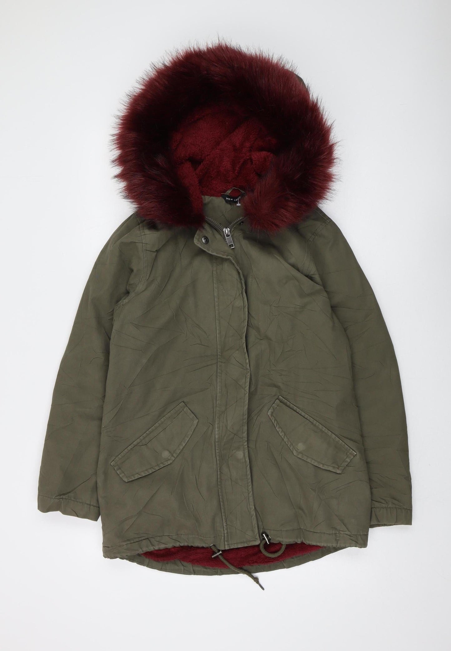 New Look Women's Green Parka Jacket, Size 8, Hooded
