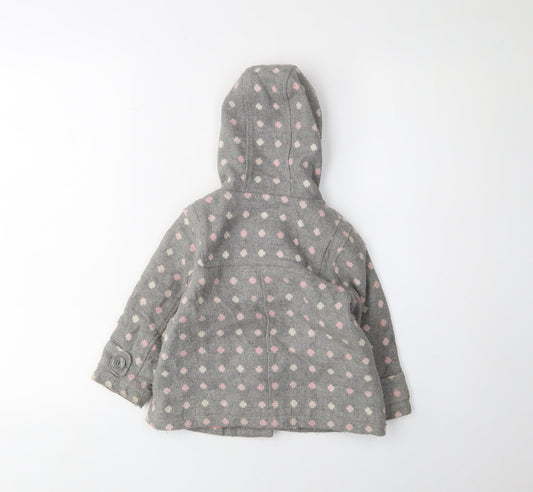 Next Girls Grey Polka Dot Duffle Coat, 1-2 Years, Autumn/Winter