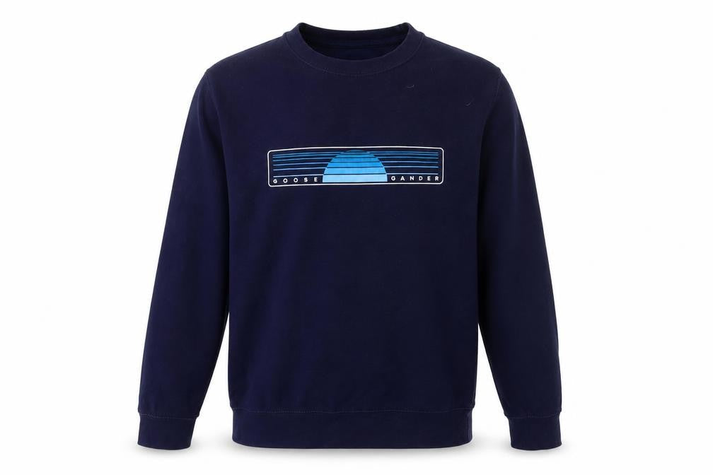 Front view of G&G Men’s Blue Pullover Sweatshirt, M