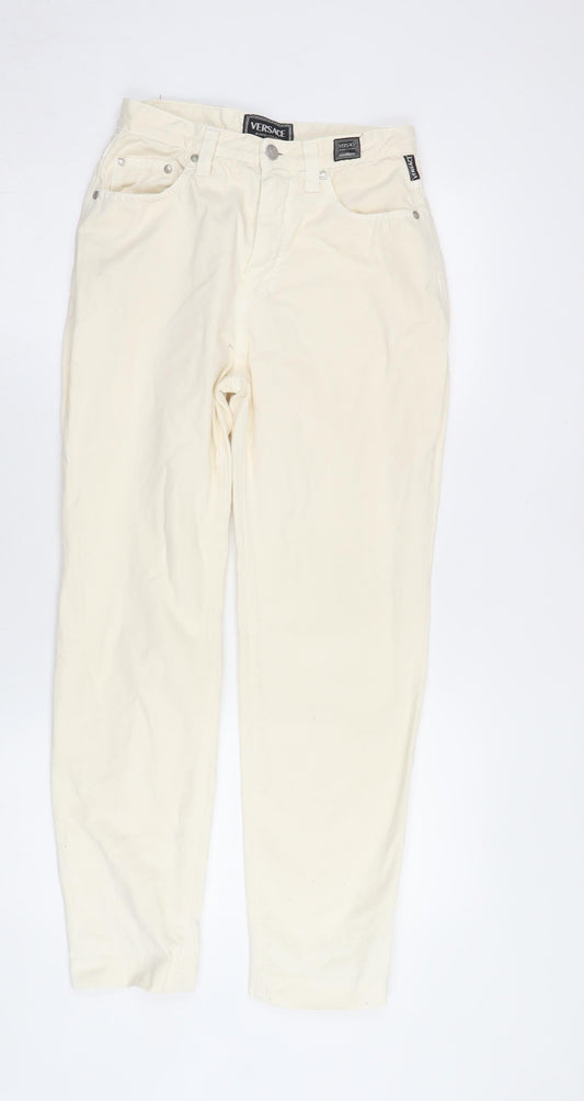 Versace Women's Ivory Straight Jeans, Size 13