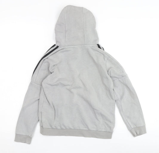 Adidas Boys Grey Pullover Hoodie - M, Casual Style