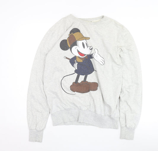 Disney Grey Mickey Mouse Pullover Sweatshirt M Unisex