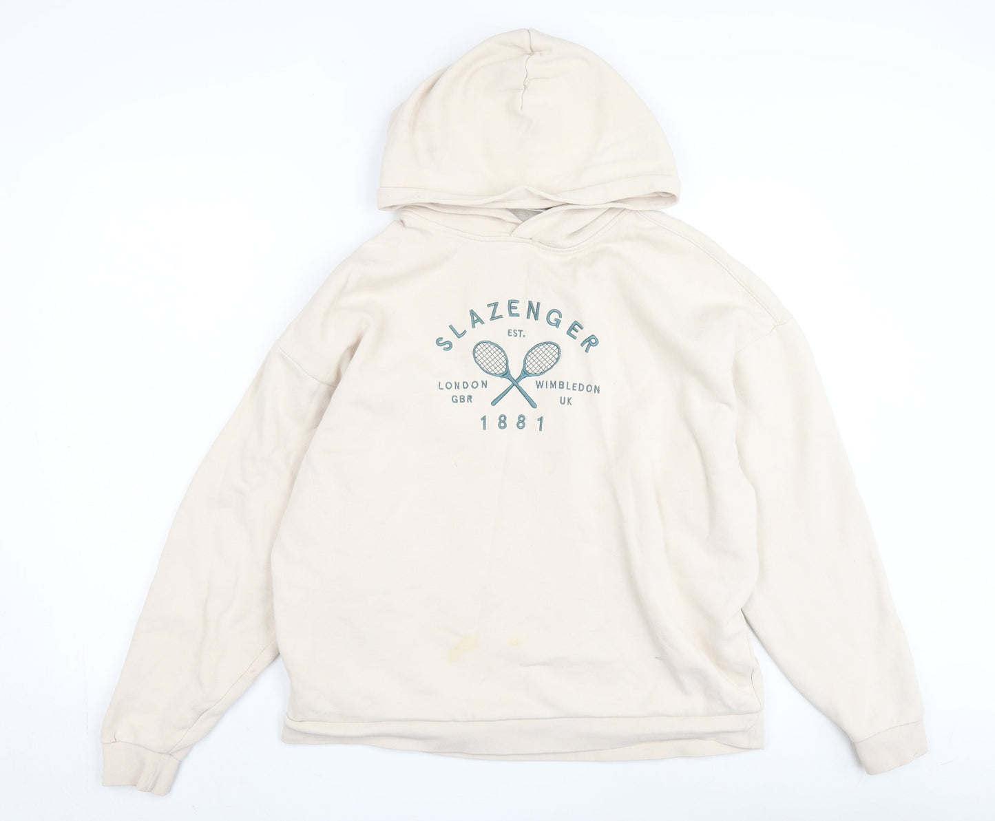 Slazenger Beige Pullover Hoodie, Size 14, Unisex, Graphic Print