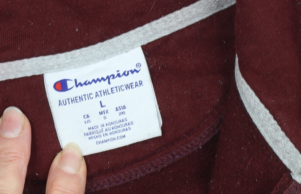 Champion Men's Red Quarter Zip Sweatshirt L