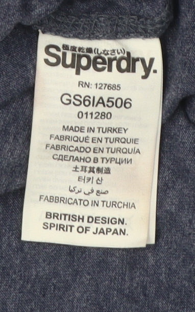 Superdry Women's Blue Cotton Tank, Size 2XS, Casual Slim Fit