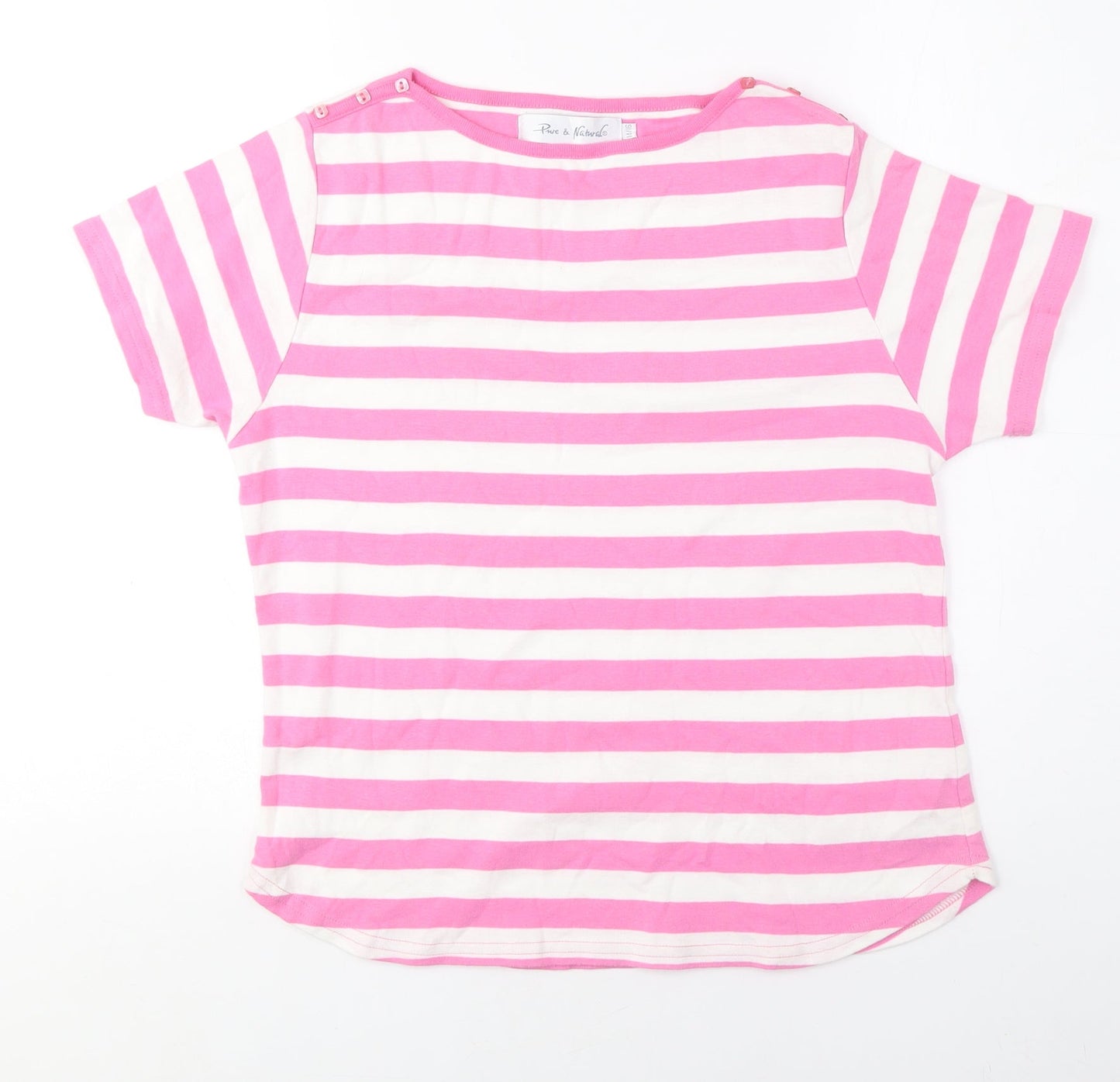Pure & Natural Women's Pink Striped Cotton T-Shirt