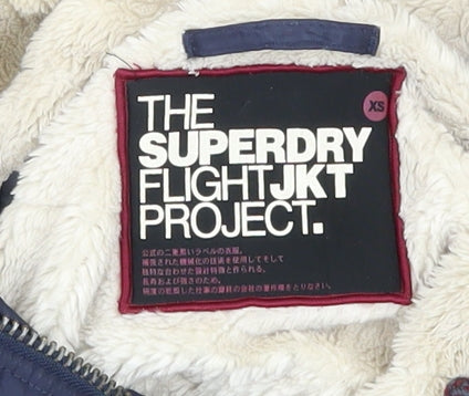 Superdry Women's Blue Parka Jacket XS Hooded