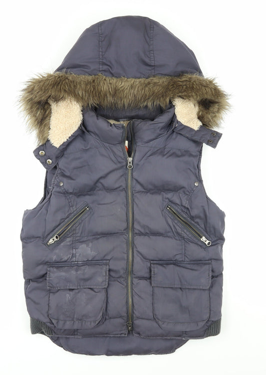 White Stuff Women's Blue Puffer Waistcoat Size 12