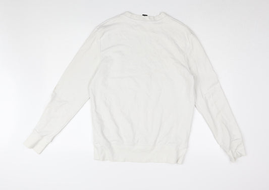 H&M Men's White Good Vibes Sweatshirt Size UK 10