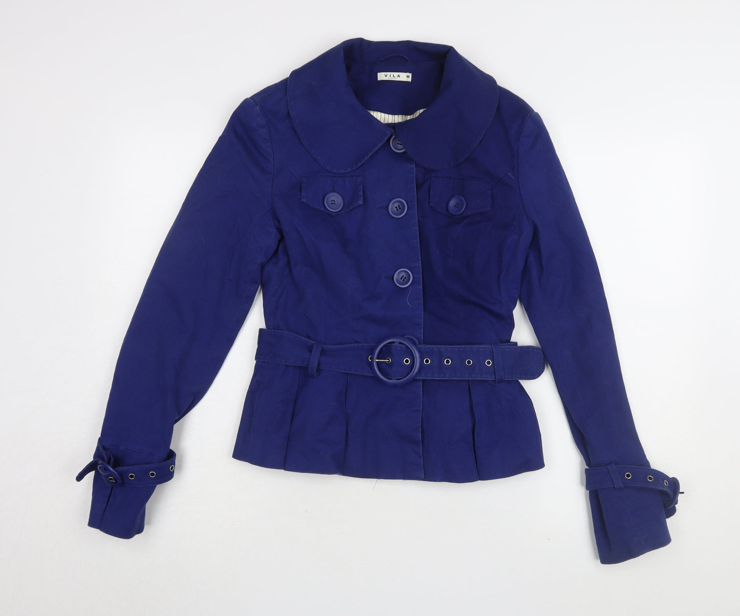 Vila Women's Blue Belted Jacket Size M