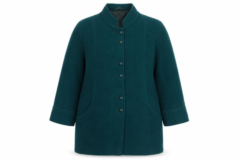 Damart Green Wool Women's Mid-Length Overcoat Size 18