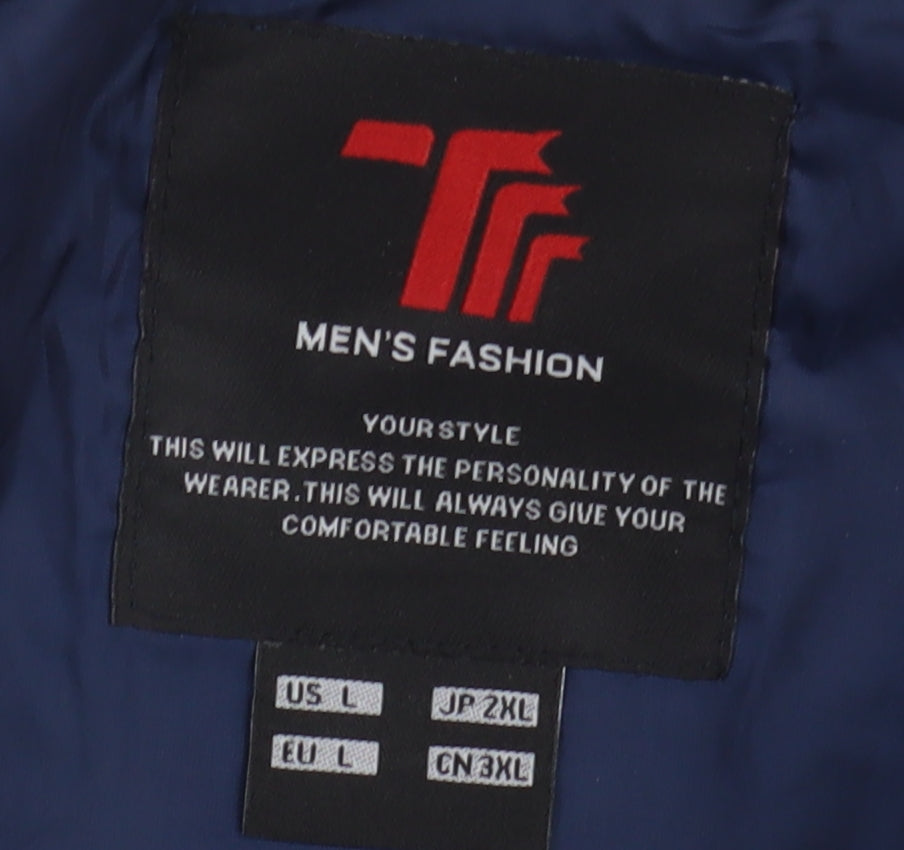 TT Fashion Men's Blue Bomber Jacket, L, Casual Style