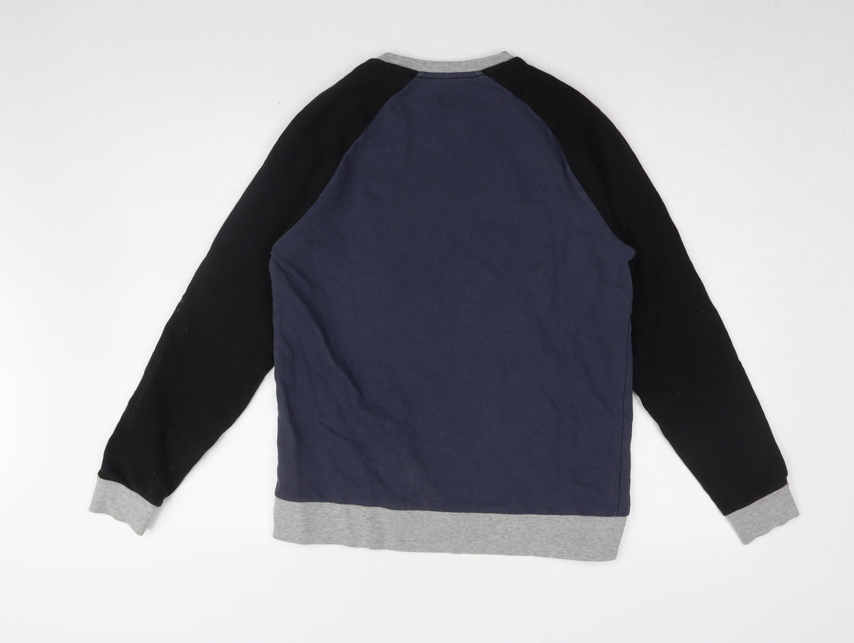 Back view of ASOS Men's Blue & Black Cotton Crew Neck Sweatshirt M