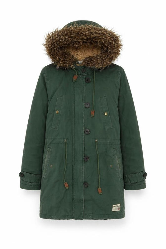 Womens UK Size 12 Regular Jack Wills Green Cotton Parka