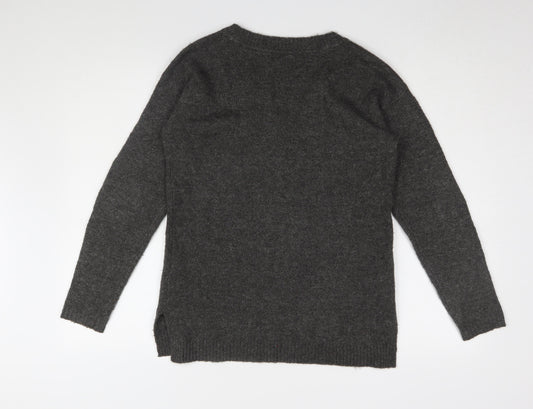 Fat Face Women's Black V-Neck Knit Jumper Size 8