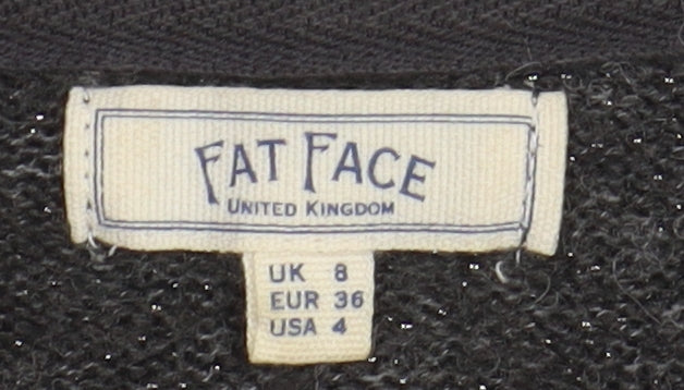Fat Face Women's Black V-Neck Knit Jumper Size 8