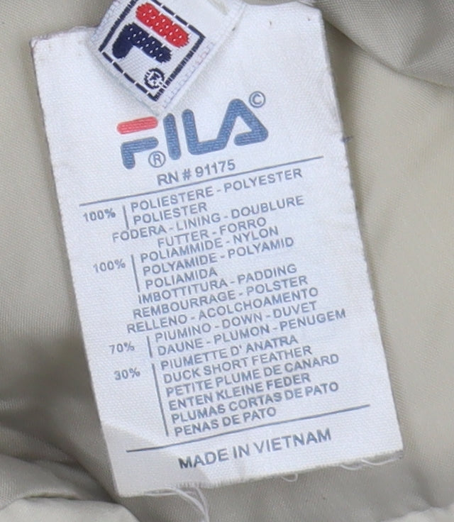 Fila Men's Beige XL Puffer Jacket with Zipped Pockets