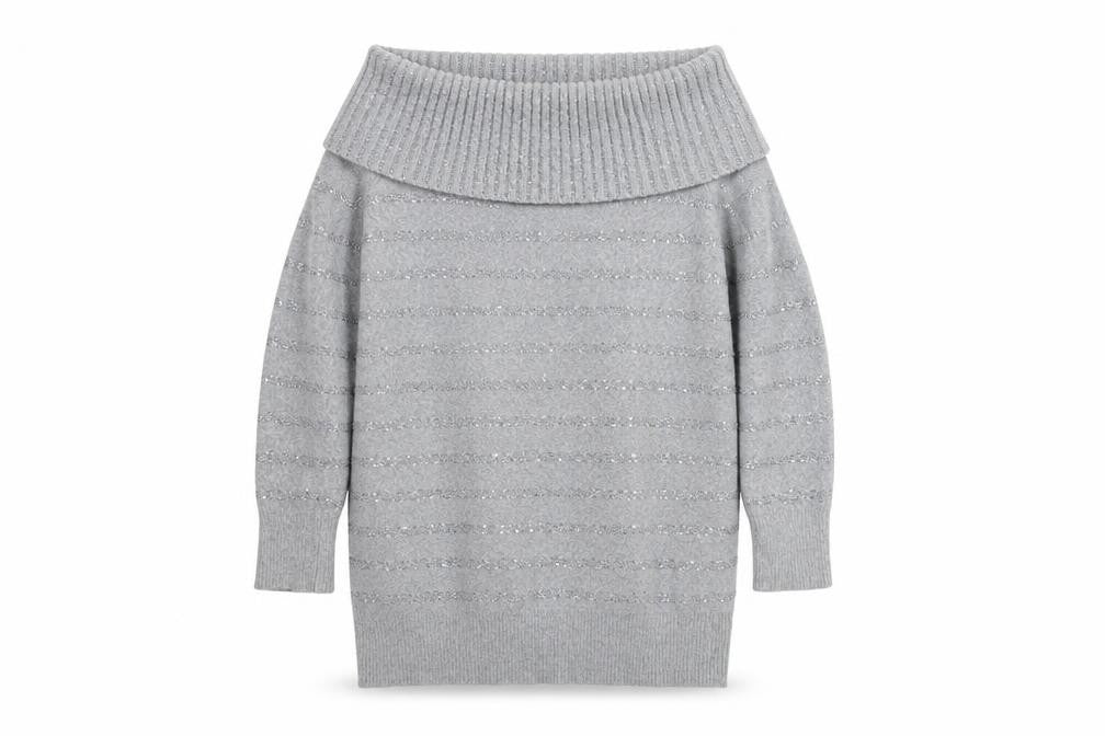 Wallis Women's Grey Sequin Cowl Neck Jumper, M