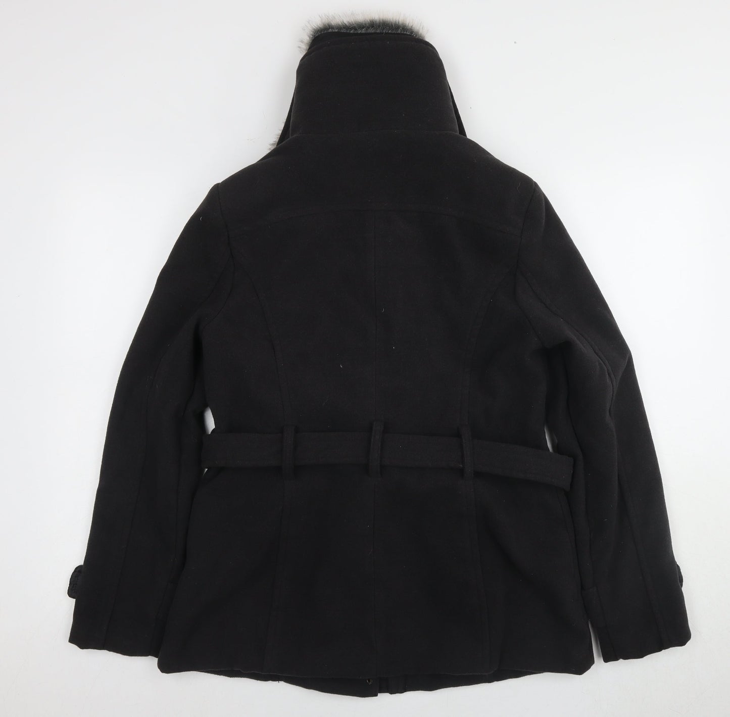 Brave Soul Women's Black Fur Trim Coat Size L